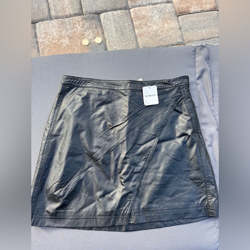 Free People Black Leather Skirt